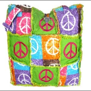 Patchwork Boho Peace Messenger/Tote Bag